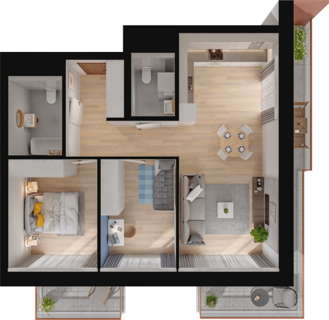 Plan 3 pok. 67m²