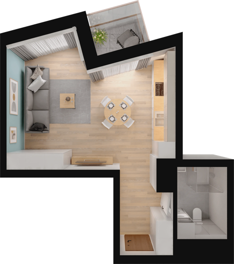 Plan 1 pok. 37m²