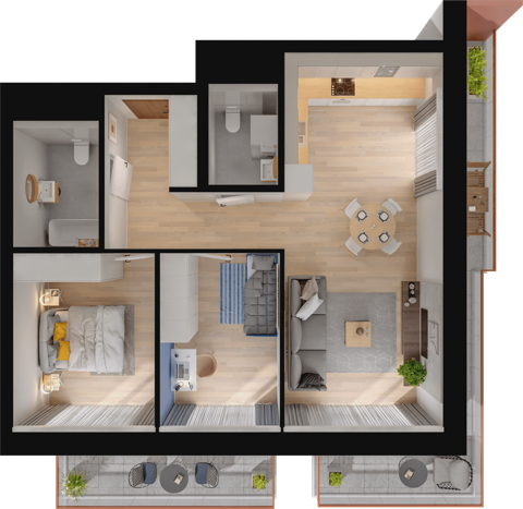 Plan 3 pok. 67m²