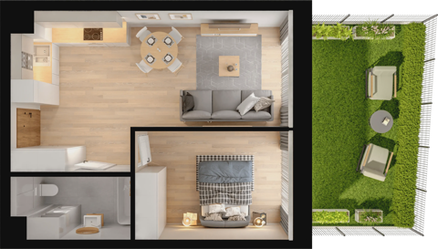 Plan 2 pok. 43m²