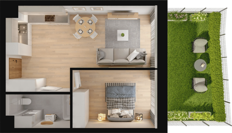 Plan 2 pok. 43m²