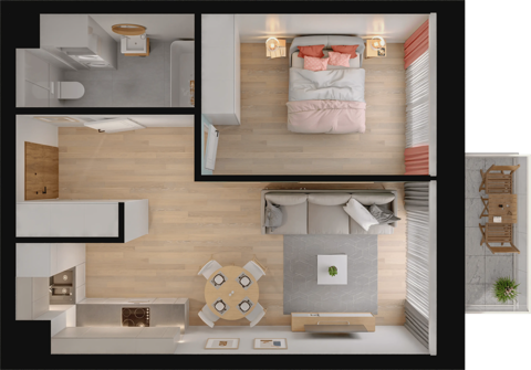 Plan 2 pok. 44m²