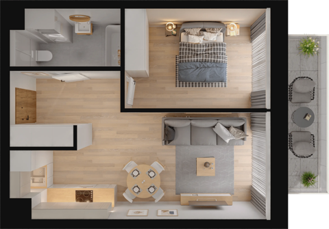 Plan 2 pok. 44m²