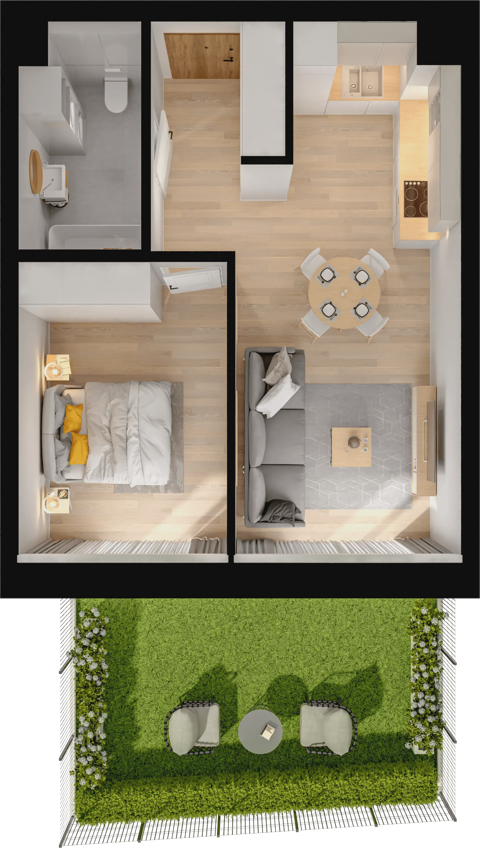 Plan 2 pok. 43m²