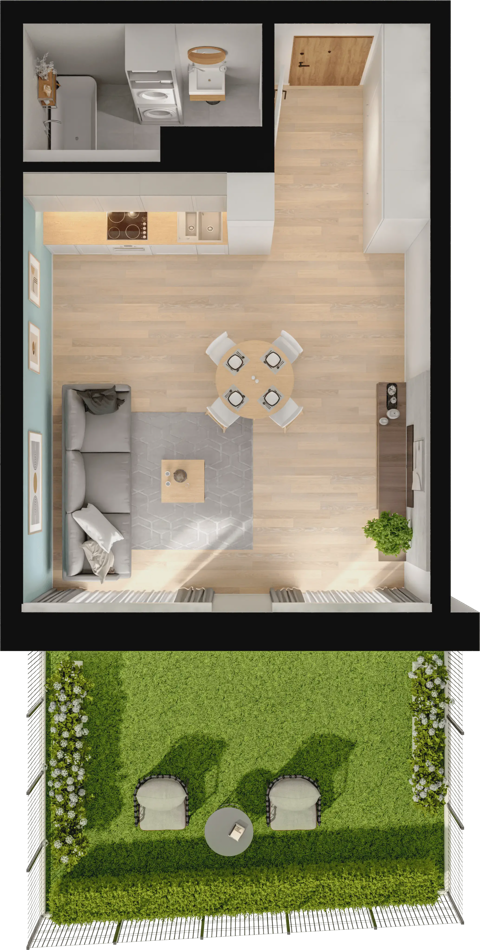 Plan 1 pok. 37m²