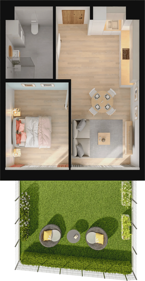 Plan 2 pok. 43m²