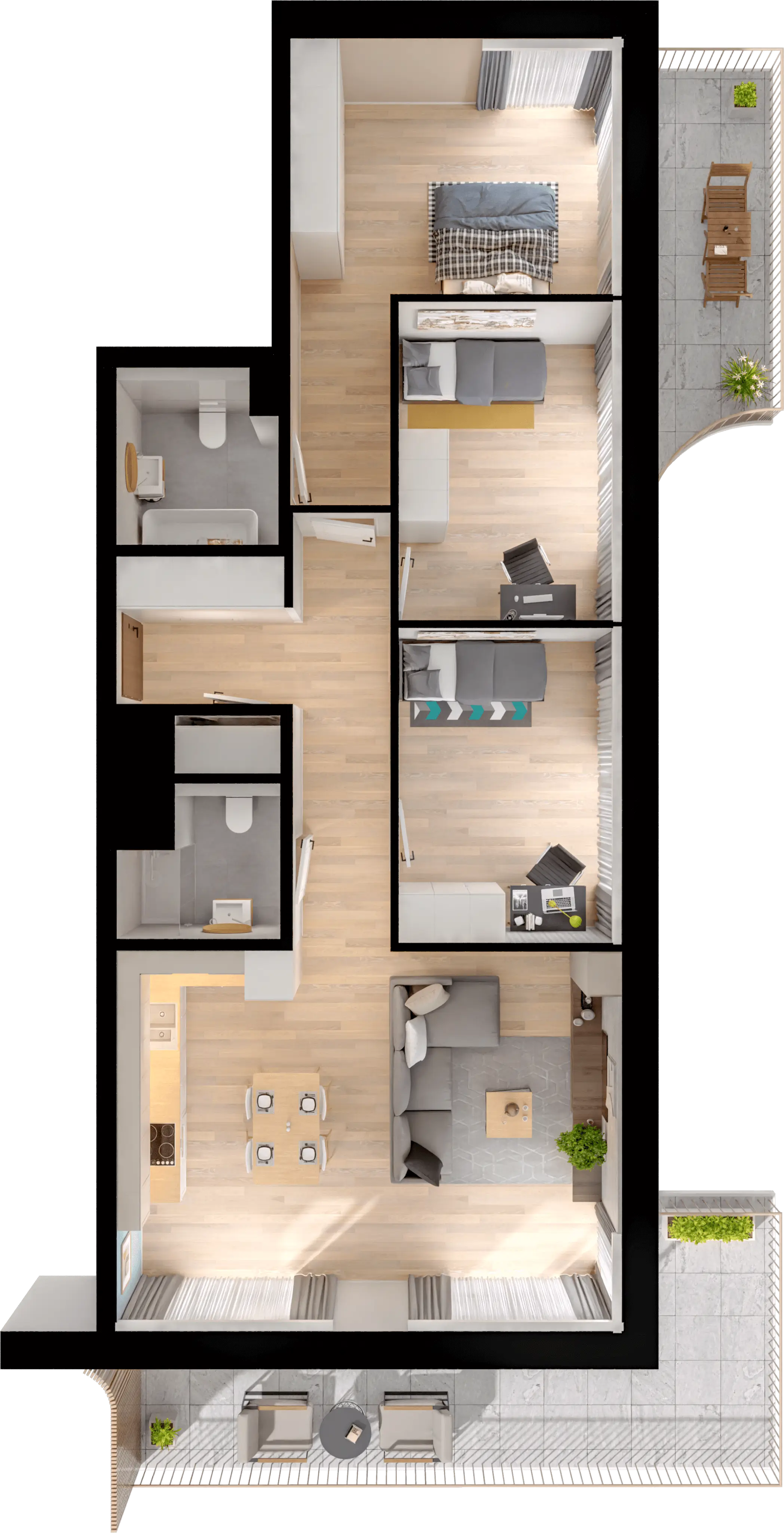 Plan 4 pok. 88m²