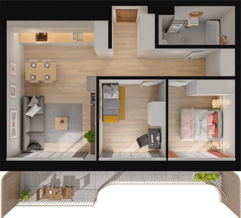 Plan 3 pok. 61m²