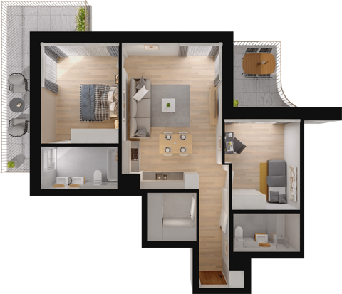 Plan 3 pok. 70m²