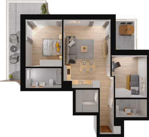 Plan 3 pok. 70m²