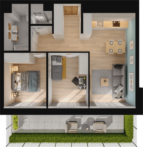 Plan 3 pok. 59m²