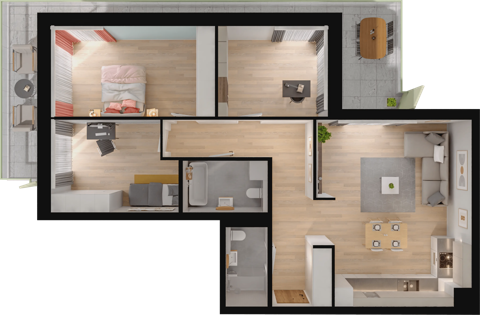 Plan 4 pok. 90m²