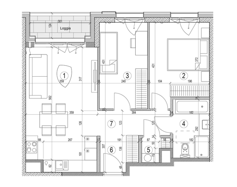 Plan 3 pok. 58m²