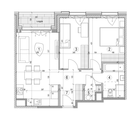 Plan 3 pok. 58m²