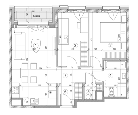 Plan 3 pok. 58m²