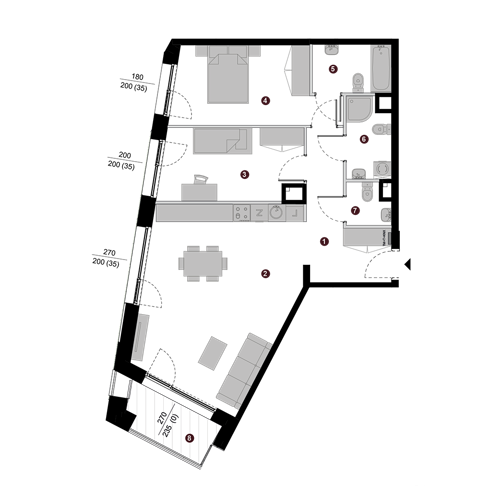 Plan 3 pok. 77m²