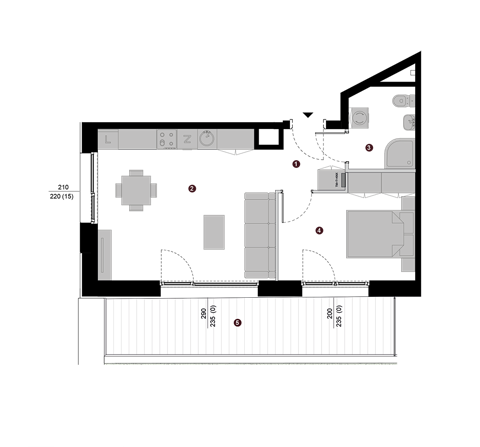 Plan 2 pok. 42m²