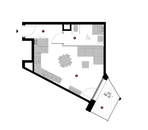 Plan 1 pok. 34m²