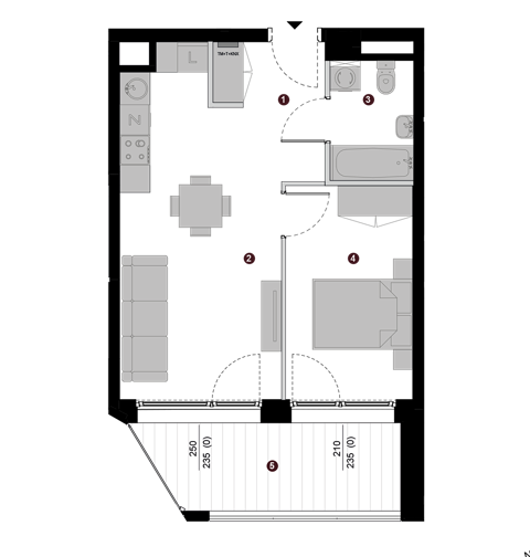 Plan 2 pok. 39m²