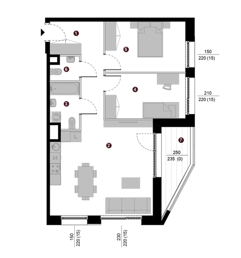 Plan 3 pok. 69m²