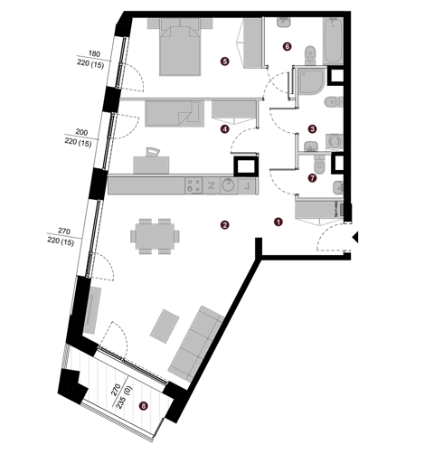 Plan 3 pok. 77m²