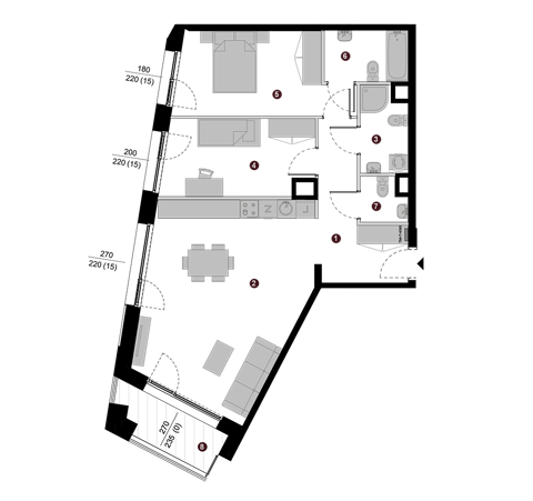 Plan 3 pok. 77m²