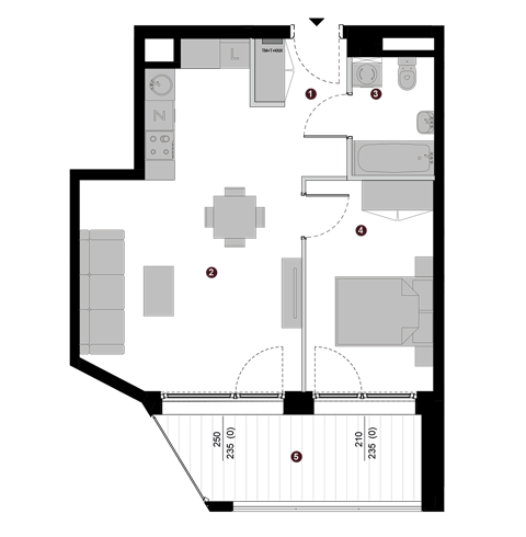 Plan 2 pok. 44m²