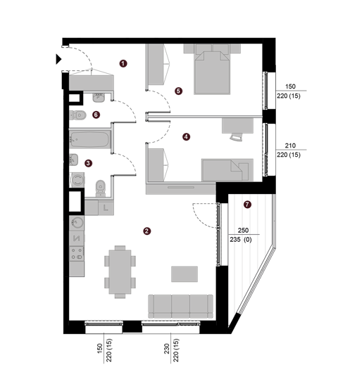 Plan 3 pok. 69m²