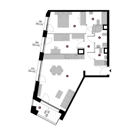 Plan 3 pok. 77m²
