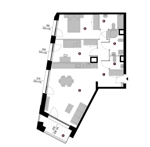 Plan 3 pok. 77m²