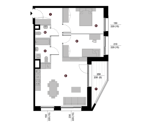 Plan 3 pok. 69m²