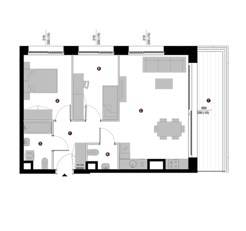 Plan 3 pok. 60m²