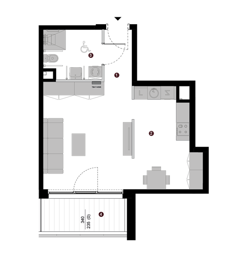 Plan 1 pok. 41m²