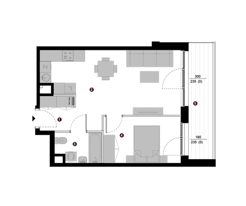 Plan 2 pok. 42m²
