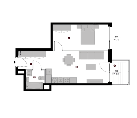 Plan 2 pok. 43m²