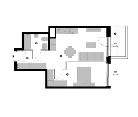 Plan 2 pok. 42m²