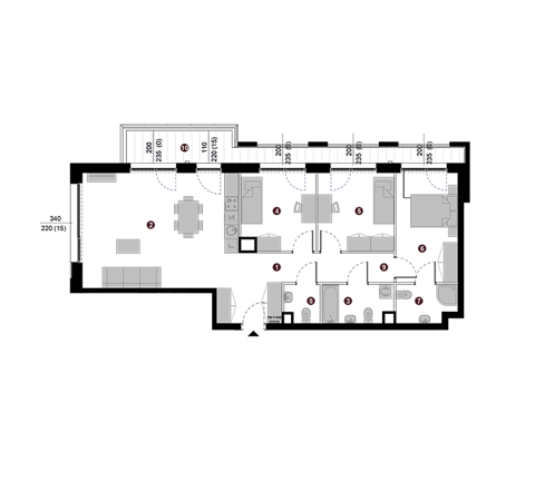 Plan 4 pok. 90m²