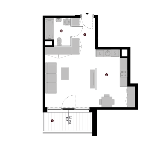 Plan 1 pok. 41m²