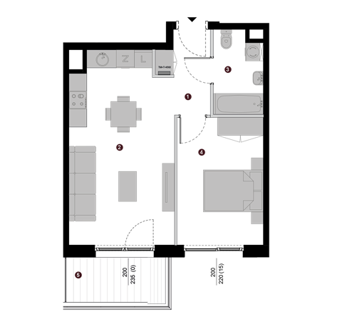 Plan 2 pok. 43m²