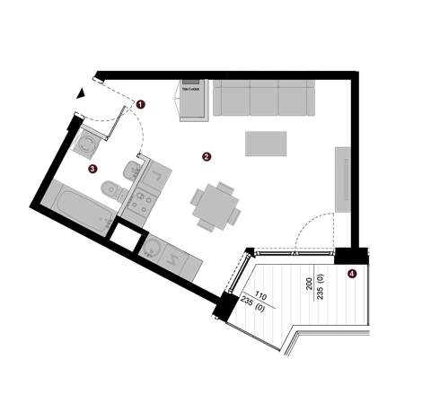 Plan 1 pok. 29m²