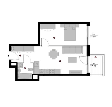 Plan 2 pok. 43m²