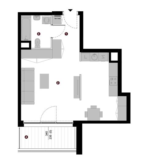 Plan 1 pok. 41m²