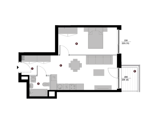 Plan 2 pok. 43m²