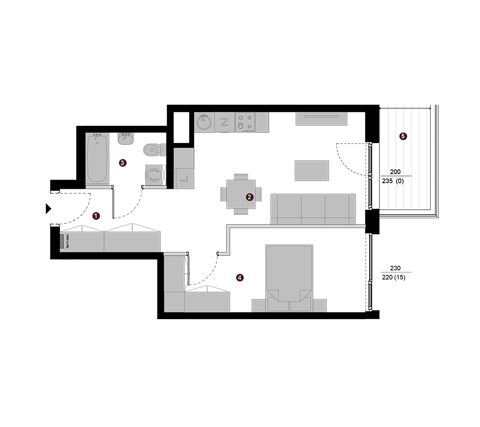 Plan 2 pok. 42m²