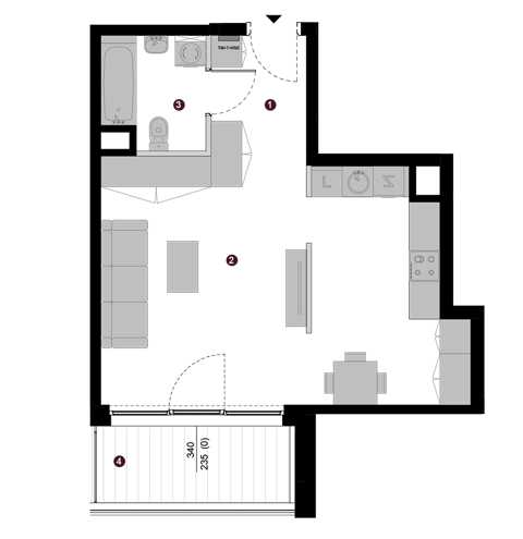 Plan 1 pok. 41m²