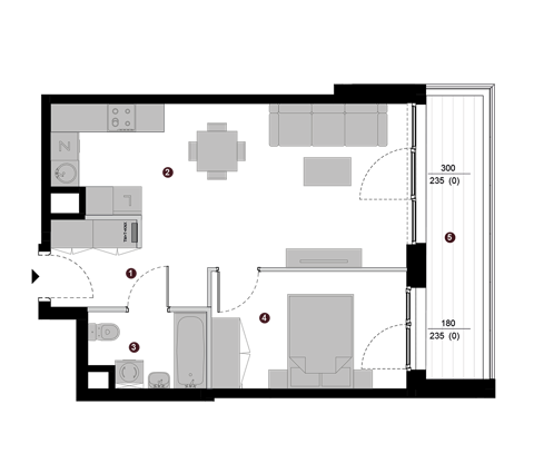 Plan 2 pok. 42m²