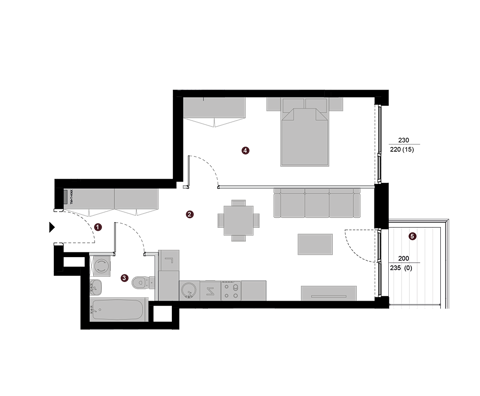 Plan 2 pok. 43m²