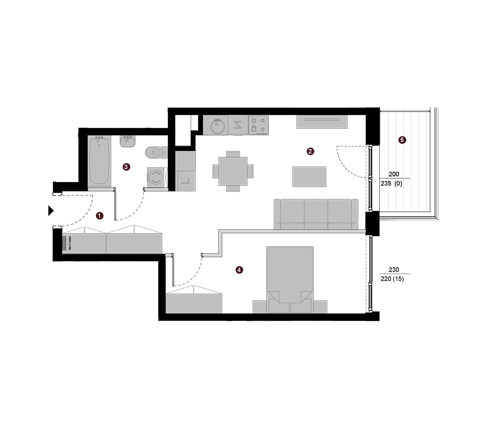 Plan 2 pok. 42m²