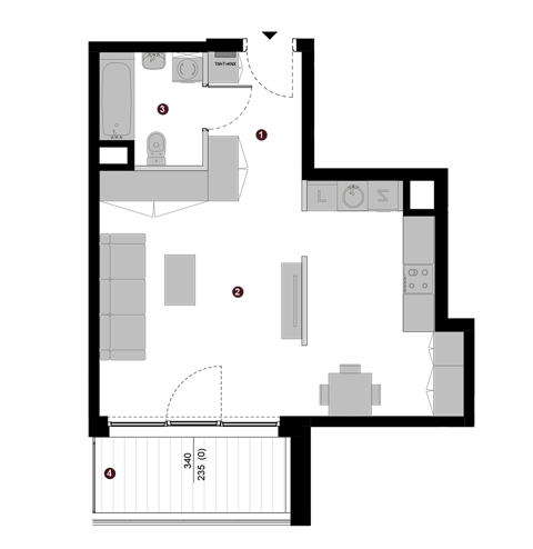 Plan 1 pok. 41m²