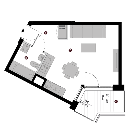 Plan 1 pok. 29m²